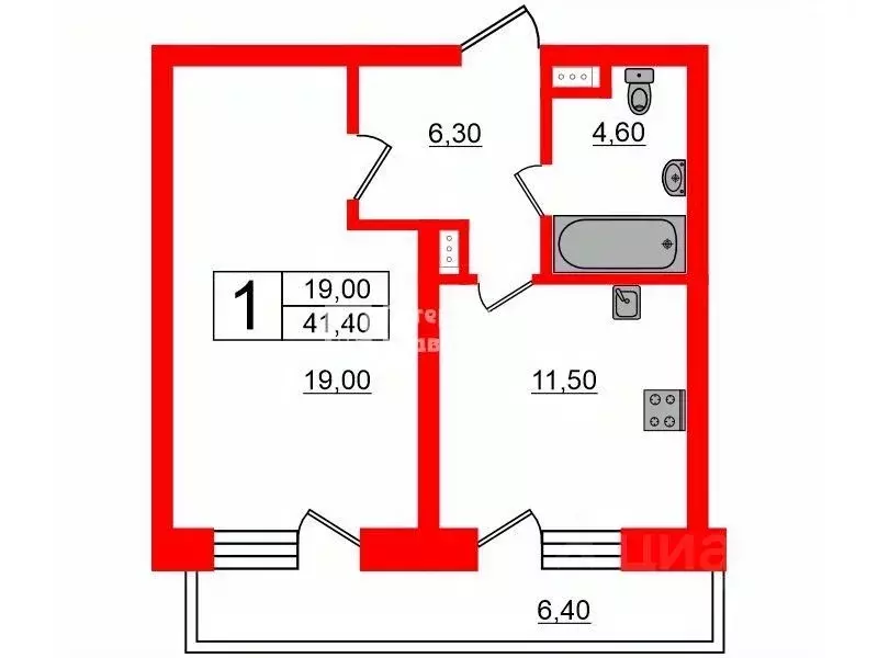 1-к кв. Санкт-Петербург ул. Оптиков, 47к1 (41.4 м) - Фото 1