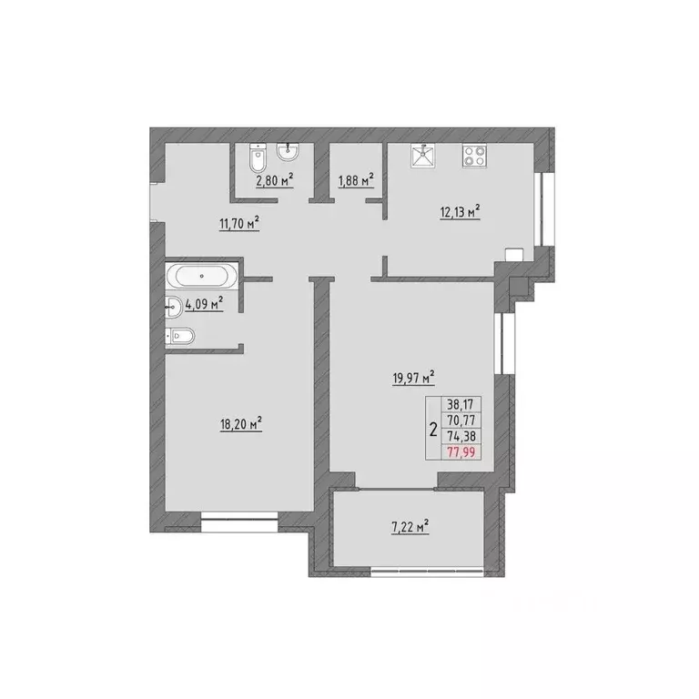 2-к кв. Ивановская область, Иваново Кооперативная ул., 3 (77.99 м) - Фото 1
