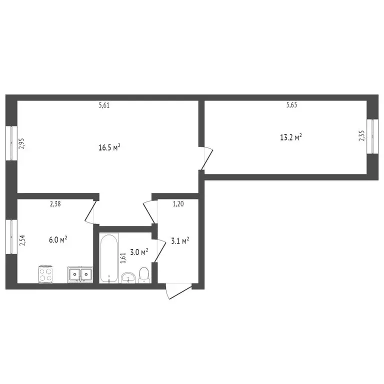 2-комнатная квартира: Тобольск, улица Семёна Ремезова, 17 (42.8 м) - Фото 0