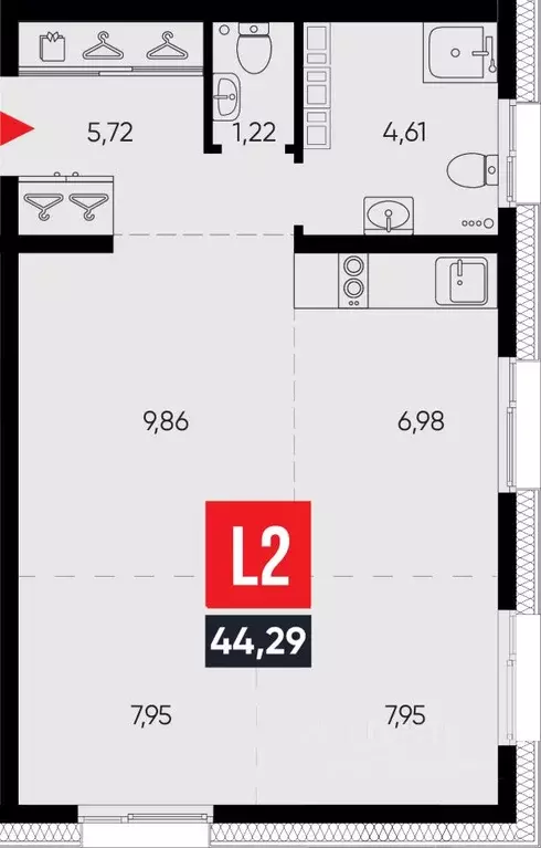 3-к кв. Иркутская область, Иркутск ул. Ширямова, 26 (44.29 м) - Фото 1