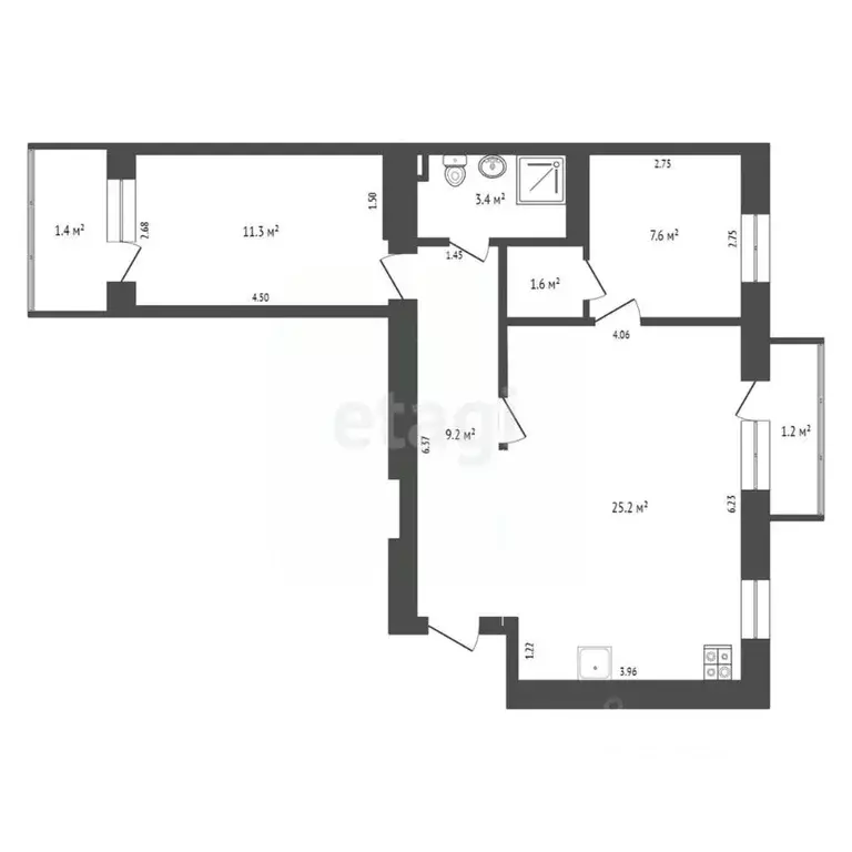 2-к кв. Ростовская область, Батайск ул. Энгельса, 172А/40 (64.0 м) - Фото 1