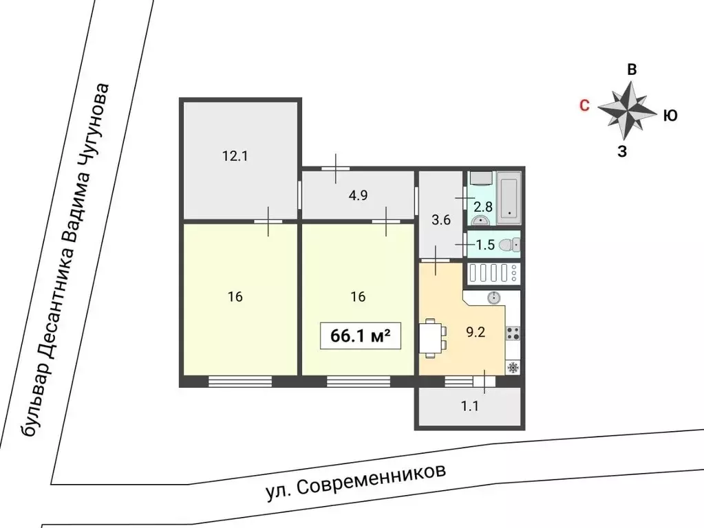 Продаётся 1-к квартира, 34.8 м - Фото 1