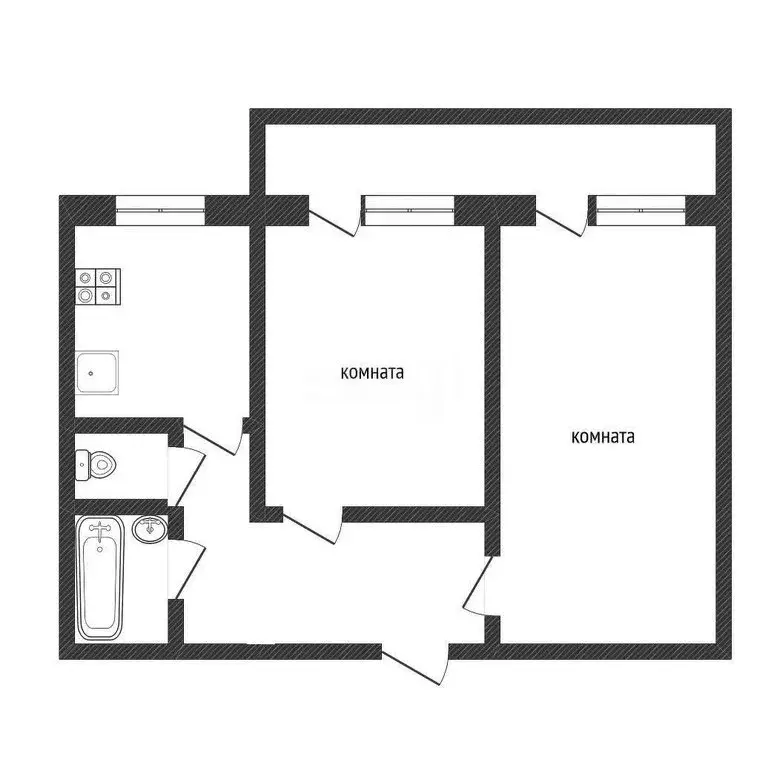 2-комнатная квартира: посёлок Глажево, 9 (46.7 м) - Фото 1
