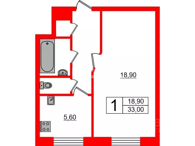 1-к кв. Санкт-Петербург ул. Нахимова, 3к1 (33.0 м) - Фото 1