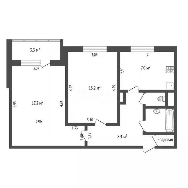 2-к кв. Санкт-Петербург ул. Коллонтай, 32к1 (50.2 м) - Фото 2