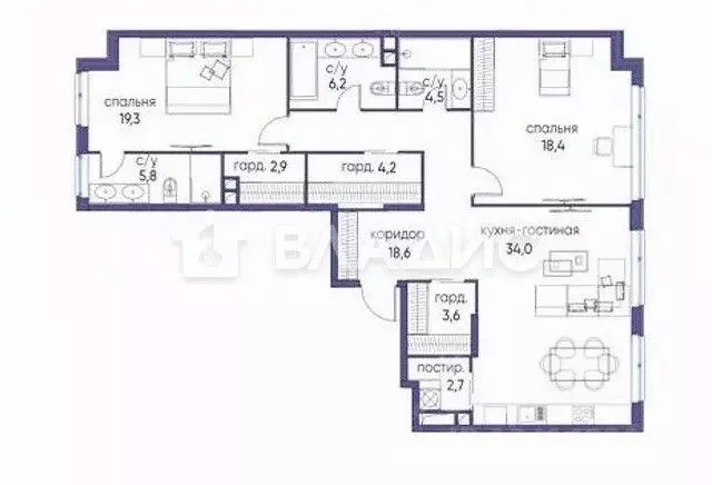 2-к кв. Москва ул. Нижние Мневники, 7 (120.0 м) - Фото 2