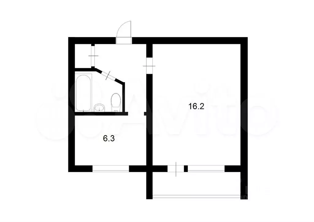 1-к. квартира, 28,5 м, 3/5 эт. - Фото 0