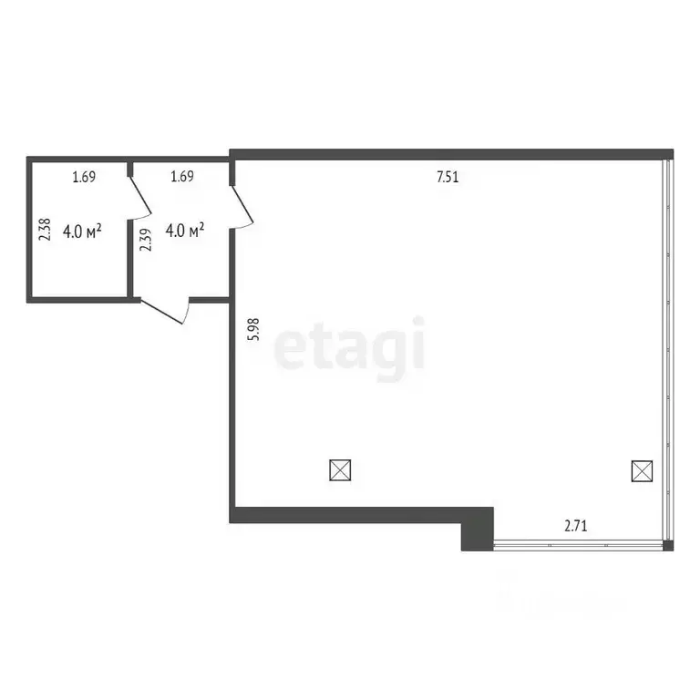 Офис в Тюменская область, Тюмень ул. Малыгина, 2 (54 м) - Фото 2