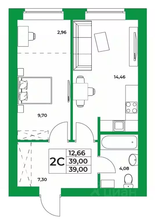1-к кв. Башкортостан, Уфимский район, Зубовский сельсовет, с. Зубово ... - Фото 1