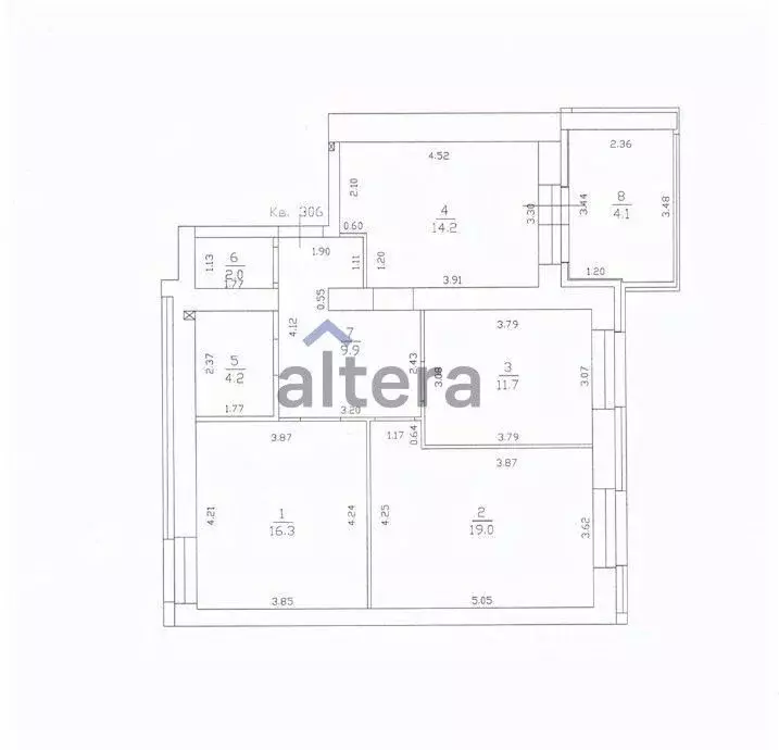3-к кв. Татарстан, Казань ул. Фикрята Табеева, 1 (77.3 м) - Фото 2