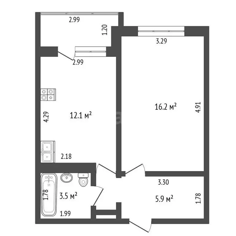 1-комнатная квартира: Тюмень, улица Николая Зелинского, 19 (39 м) - Фото 1