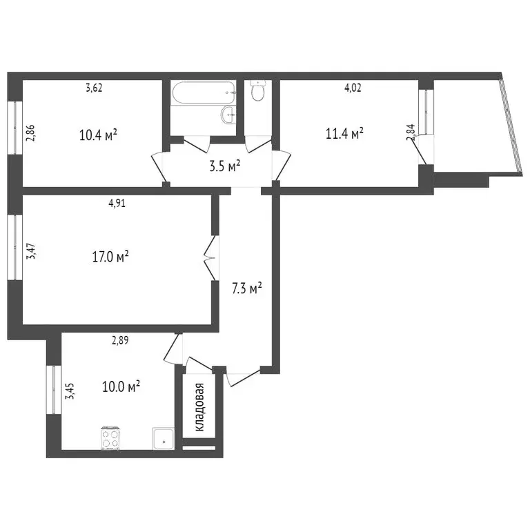 3-комнатная квартира: Вологда, улица Возрождения, 76А (68 м) - Фото 1