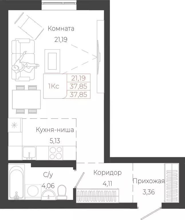 1-к кв. Алтай, Майминский район, с. Майма ул. Энергетиков (37.85 м) - Фото 0