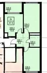 2-к. квартира, 49 м, 3/4 эт. - Фото 0