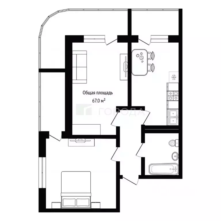 3-к кв. Краснодарский край, Сочи Приморье мкр, ул. Есауленко, 6А (67.0 ... - Фото 2