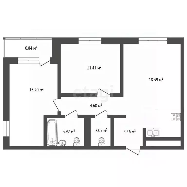 2-к кв. Тюменская область, Тюмень Одесская ул., 7к1 (57.7 м) - Фото 2
