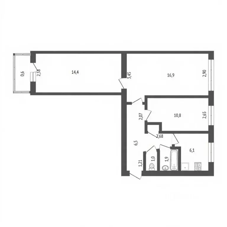 3-к кв. Башкортостан, Стерлитамак ул. Худайбердина, 70 (57.6 м) - Фото 2
