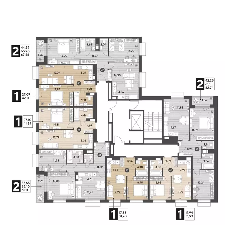2-к кв. Московская область, Пушкино Публицист жилой комплекс (61.11 м) - Фото 2