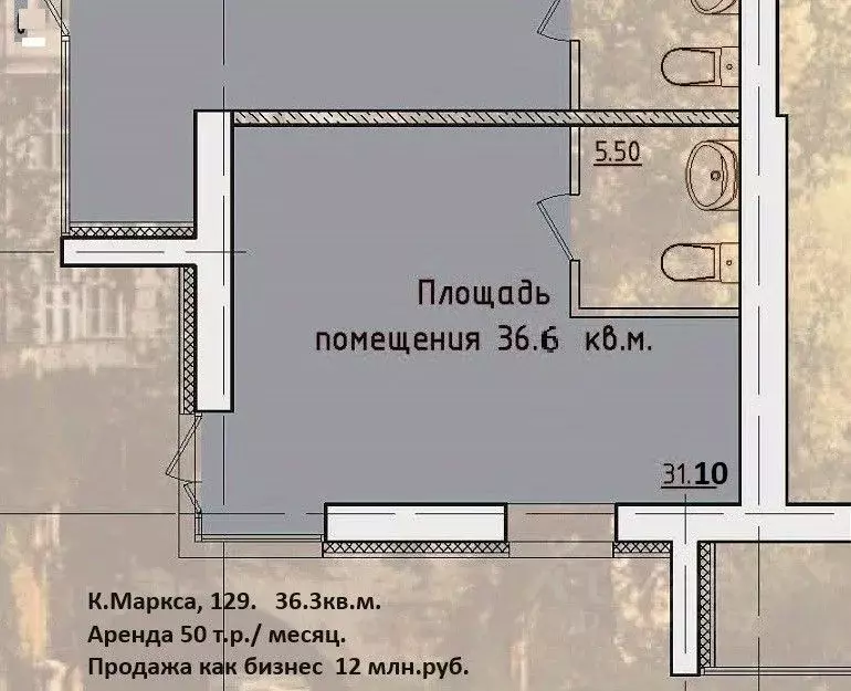 Торговая площадь в Коми, Сыктывкар ул. Карла Маркса, 129 (37 м) - Фото 1