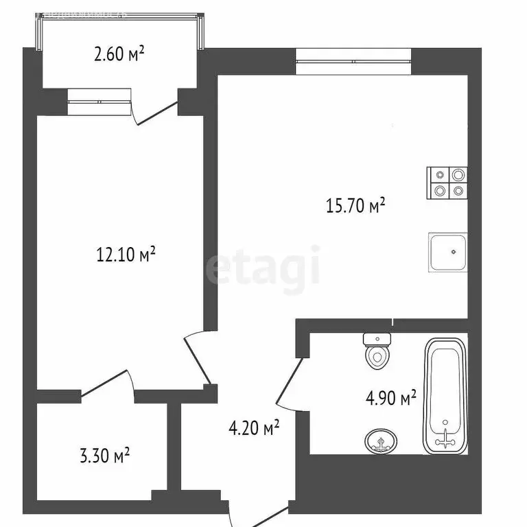 1-комнатная квартира: Тюмень, Новгородская улица, 9А (40.2 м) - Фото 0