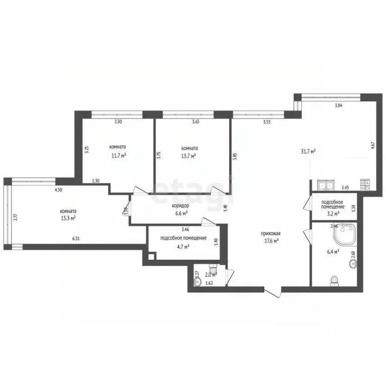 4-к кв. Кемеровская область, Кемерово ул. Дружбы, 30/7 (112.3 м) - Фото 2