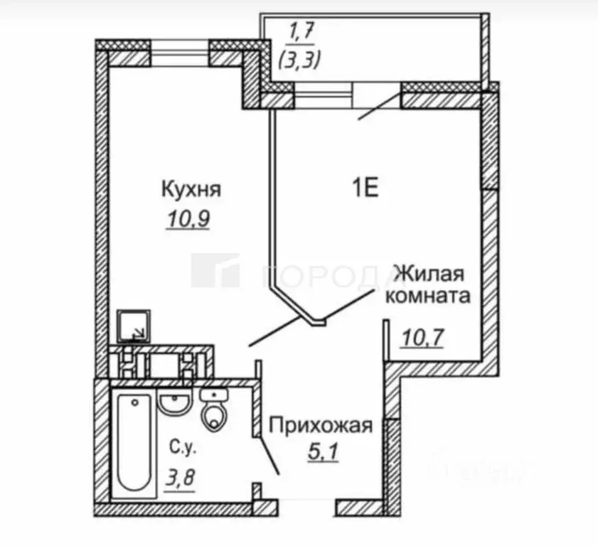 1-к кв. Новосибирская область, Новосибирск ул. Бородина, 54 (31.8 м) - Фото 1