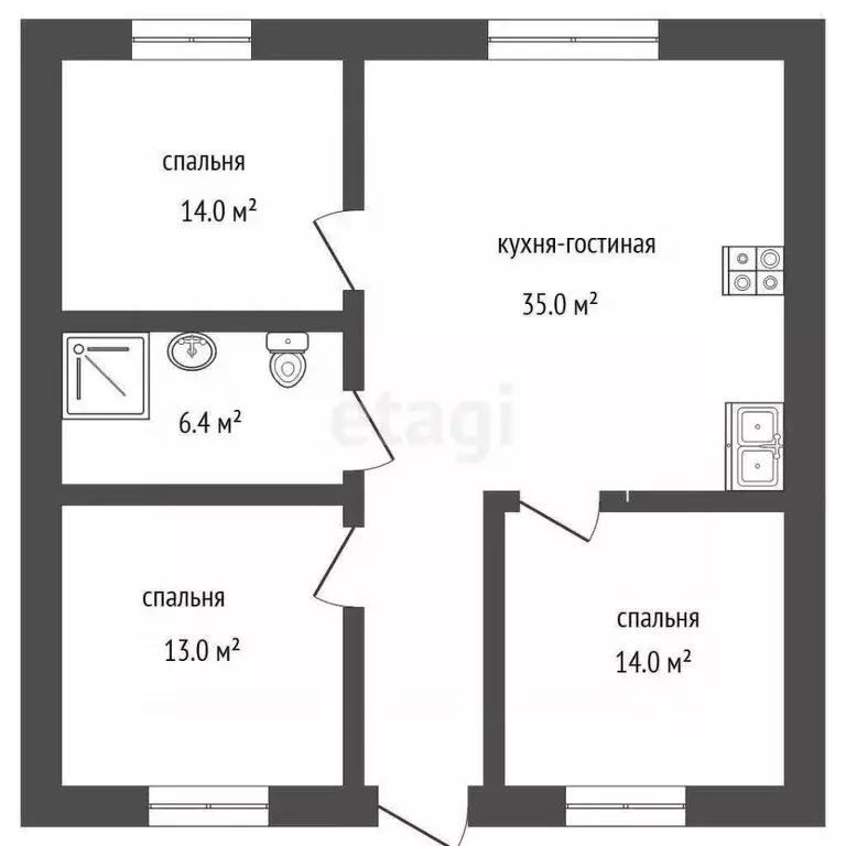Дом в Адыгея, Тахтамукайский район, Энем пгт ул. Яковлева, 6 (99 м) - Фото 1