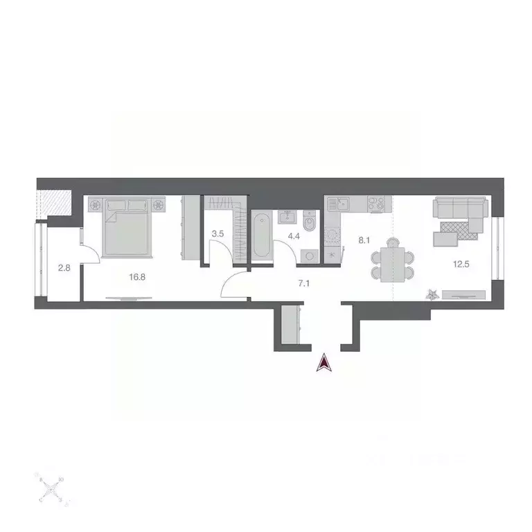 2-к кв. Новосибирская область, Новосибирск Беринг жилой квартал,  ... - Фото 1