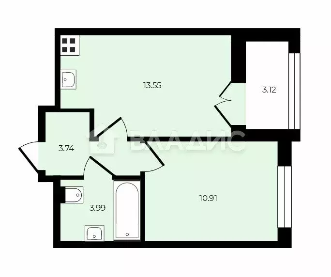 1-комнатная квартира: городской посёлок Новоселье, Центральная улица, ... - Фото 1