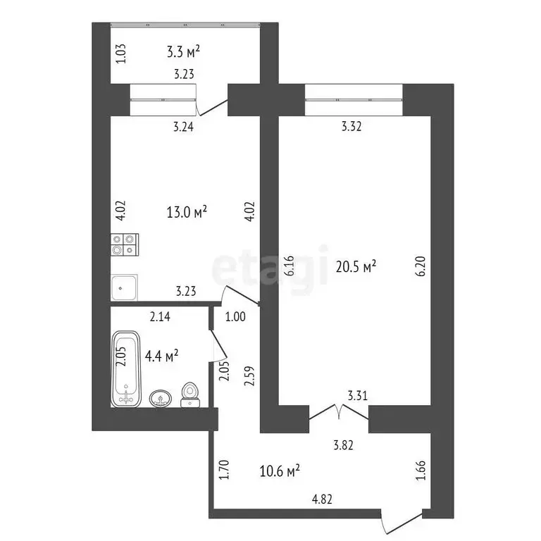 1-комнатная квартира: Тамбов, Северо-Западная улица, 6 (48.5 м) - Фото 0