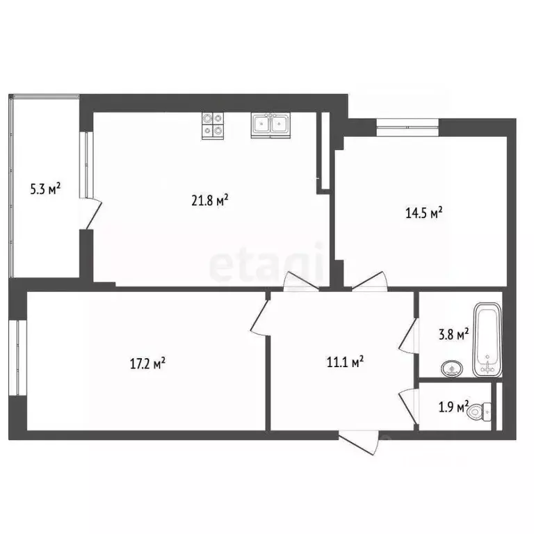 2-к кв. Ростовская область, Ростов-на-Дону ул. Вересаева, 101/6с1 ... - Фото 2
