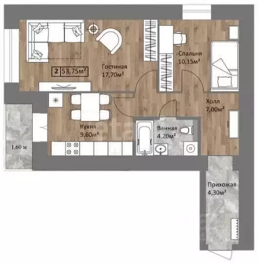 2-к кв. Ярославская область, Ярославль ул. Старая Костромская, 4 (53.8 ... - Фото 1