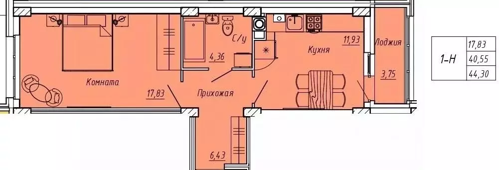 1-к кв. Ивановская область, Иваново Апрельская ул., 95 (44.3 м) - Фото 0