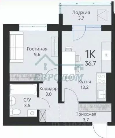 1-к кв. Новосибирская область, Обь ул. Большая, 23 (36.7 м) - Фото 0