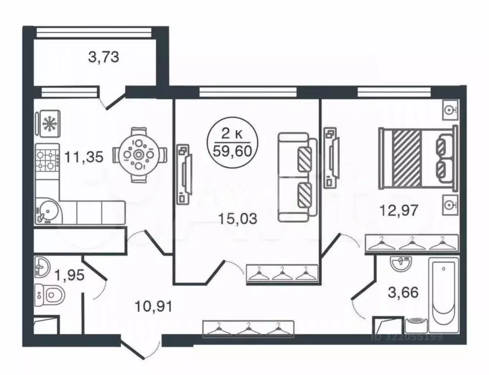 2-к кв. Тверская область, Тверь ул. Левитана, 74А (59.6 м) - Фото 1