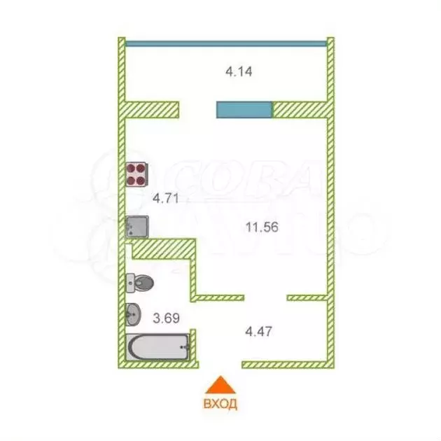 Квартира-студия, 24 м, 7/16 эт. - Фото 0