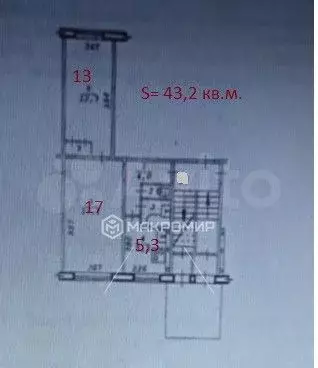 2-к. квартира, 43,2 м, 1/5 эт. - Фото 0