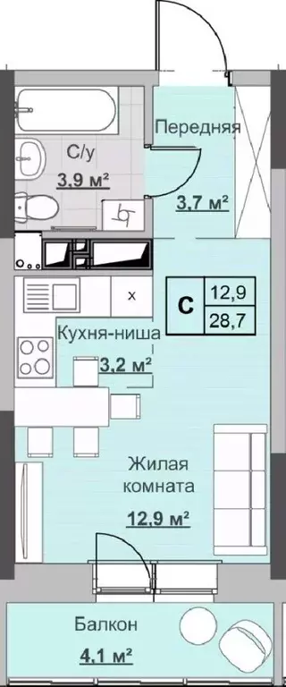 Студия Удмуртия, Ижевск ул. Ухтомского (28.7 м) - Фото 0