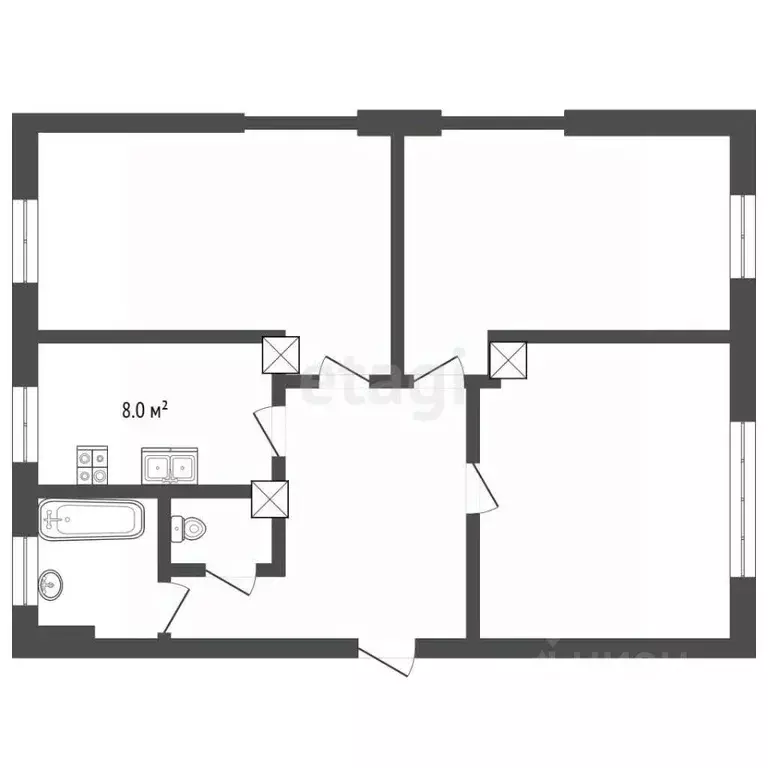 3-к кв. Челябинская область, Челябинск просп. Ленина, 12 (76.8 м) - Фото 2