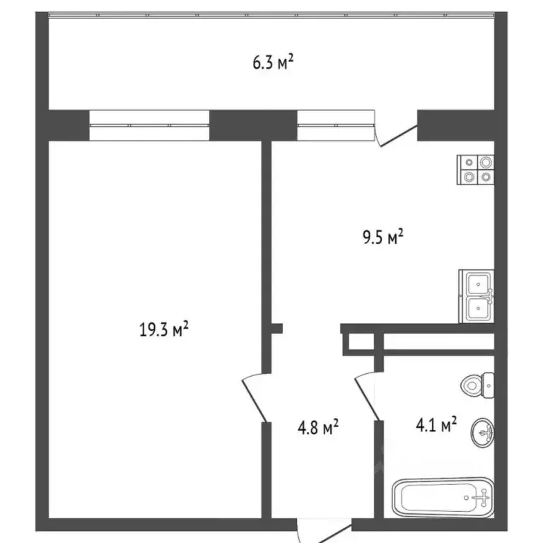1-к кв. Тюменская область, Тюмень ул. Дружбы, 73к1 (39.2 м) - Фото 2