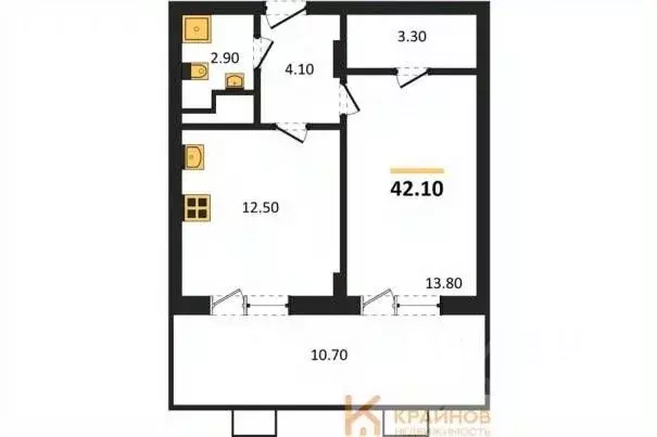 1-к кв. Воронежская область, Воронеж ул. Остужева, 52/5 (42.1 м) - Фото 0