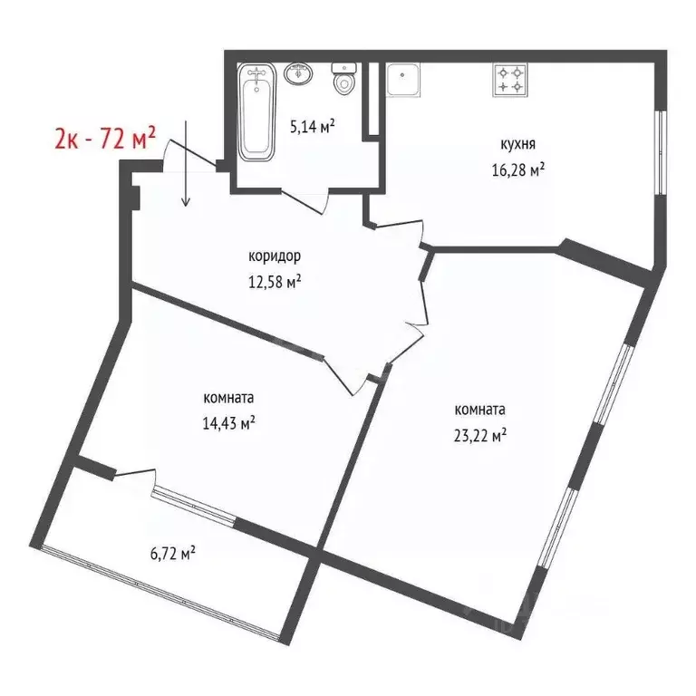 2-к кв. Свердловская область, Екатеринбург ул. Мичурина, 132 (72.0 м) - Фото 2