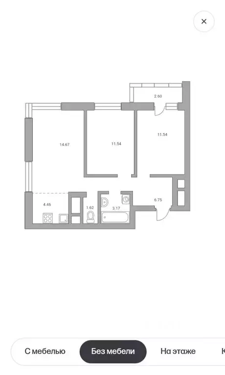 3-к кв. Московская область, Красногорск ул. Александровская, 4 (58.0 ... - Фото 2