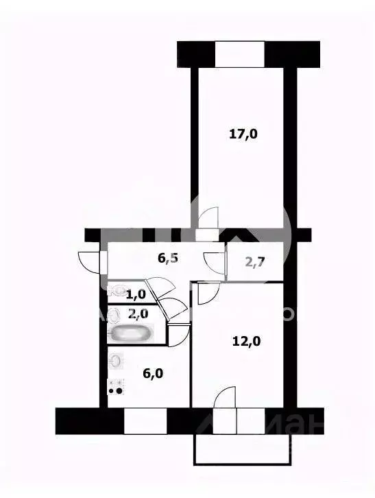 2-к кв. Новосибирская область, Новосибирск ул. Костычева, 38 (48.0 м) - Фото 1
