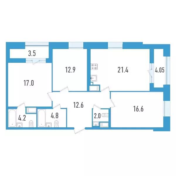 3-комнатная квартира: Санкт-Петербург, улица Типанова, 22 (95.1 м) - Фото 0