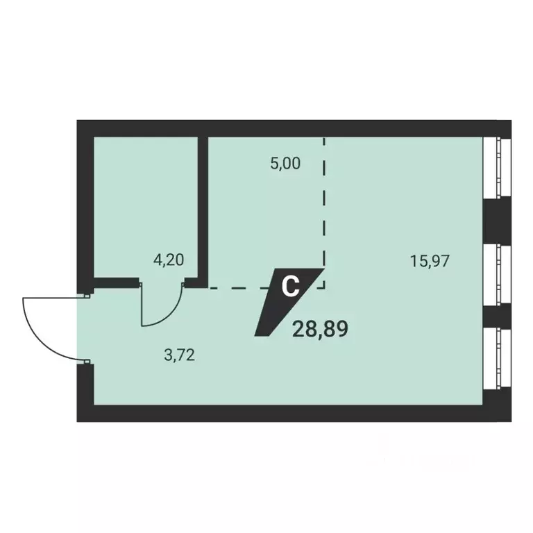 1-к кв. Свердловская область, Екатеринбург ул. Монтерская, 8 (28.89 м) - Фото 1