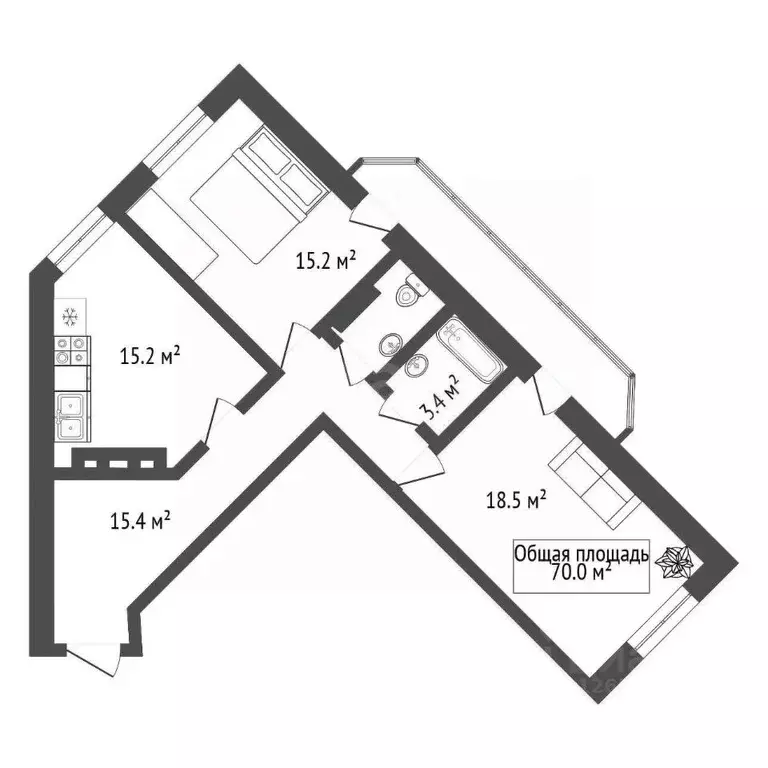 2-к кв. Новосибирская область, Новосибирск 2-я Обская ул., 154 (70.0 ... - Фото 2