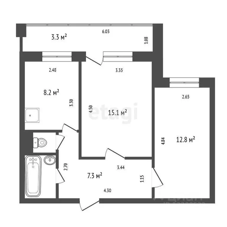 2-к кв. Красноярский край, Красноярск ул. Ломоносова, 29 (50.3 м) - Фото 1