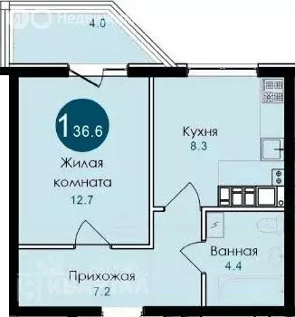 1-комнатная квартира: Новороссийск, село Гайдук, улица Труда, 8 (36.6 ... - Фото 0