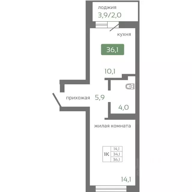 1-к кв. Красноярский край, Красноярск Норильская ул., с2 (36.1 м) - Фото 0